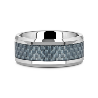 AUGUSTUS Blue Carbon Fiber Inlay Tungsten Carbide Band - 4mm - 10mm