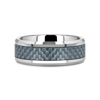 AUGUSTUS Blue Carbon Fiber Inlay Tungsten Carbide Band - 4mm - 10mm