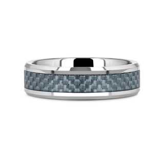 AUGUSTUS Blue Carbon Fiber Inlay Tungsten Carbide Band - 4mm - 10mm