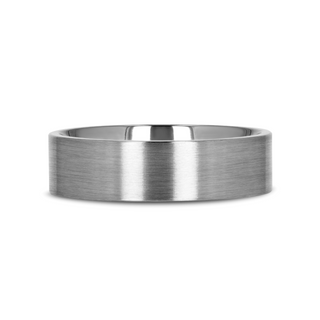 SOLAR Flat Profile Brushed Finish Men’s Titanium Wedding Band - 6mm & 8mm