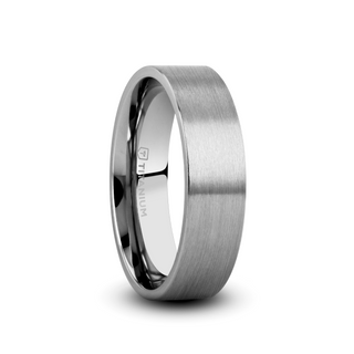 SOLAR Flat Profile Brushed Finish Men’s Titanium Wedding Band - 6mm & 8mm