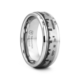 Spinning Engraved Super Mario Bros Pixel Level Game Tungsten Carbide Spinner Wedding Band - 8mm