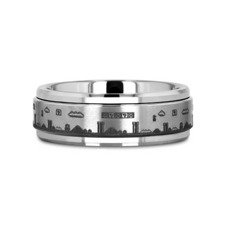 Spinning Engraved Super Mario Bros Pixel Level Game Tungsten Carbide Spinner Wedding Band - 8mm