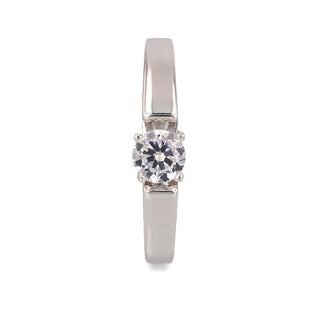 Solitaire Engagement Band with Cubic Zirconium Stone - 2mm