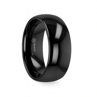 VAREN Black Titanium Polished Finish Men’s Domed Wedding Band - 8mm