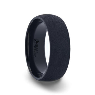 CIMMERIAN Domed Black Titanium Men's Wedding Band With Sand Blasted Finish - 8mm