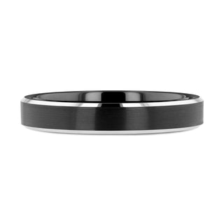 ASTON Black Brushed Center Tungsten Ring with Polished Beveled Edges - 4mm - 10mm