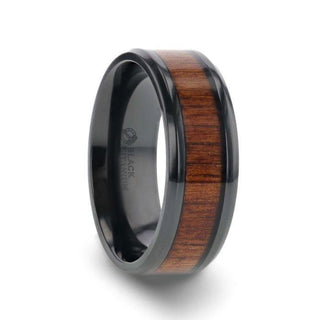 LEIFI Black Titanium with Koa Wood Inlay and Bevels - 8mm