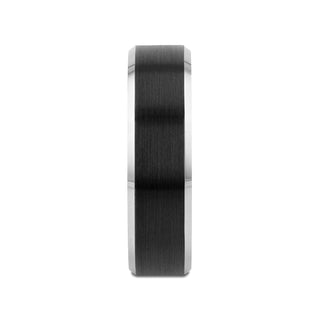 ASTON Black Brushed Center Tungsten Ring with Polished Beveled Edges - 4mm - 10mm