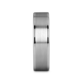 AIRES Flat Brush Finish Center Polished Edges Tungsten Carbide Ring - 4mm - 10mm