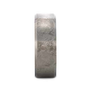 ASTRAIOS Flat Titanium Ring with Beveled Edges and Meteorite Pattern - 8mm
