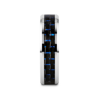 AUXILIUS Tungsten Carbide Ring with Black & Blue Carbon Fiber Inlay - 6mm - 10mm