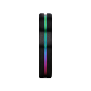 AZURE Flat Black Ceramic Ring Brushed with Rainbow Groove - 4mm - 8mm