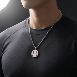 Stainless Steel Baseball Pendant with Matching Chain