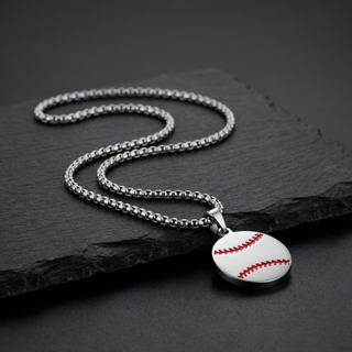 Stainless Steel Baseball Pendant with Matching Chain