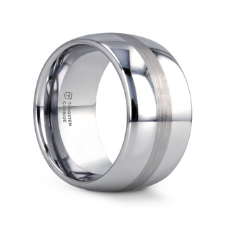 BELLATOR Domed with Brushed Stripe Tungsten Wedding Ring - 4mm - 12mm