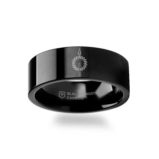 Game of Thrones Noble Houses Sigil Engraving Black Tungsten Ring Martell - 2mm - 12mm
