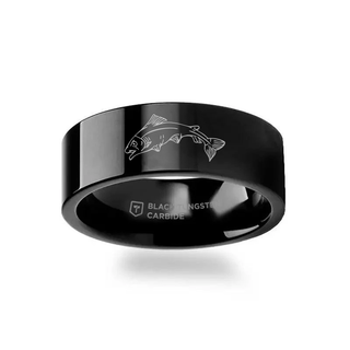 Game of Thrones Noble Houses Sigil Engraving Black Tungsten Ring Tully - 2mm - 12mm