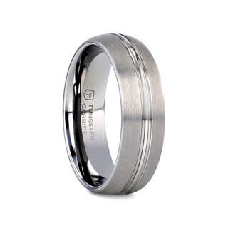 BOSS Tungsten Carbide Ring with Domed Center Groove and Brush Finish - 6mm & 8mm