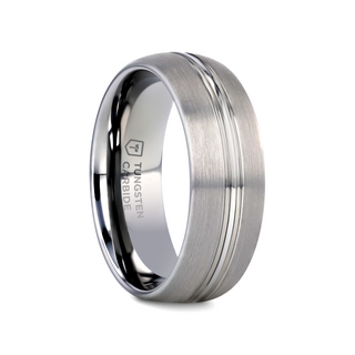 BOSS Tungsten Carbide Ring with Domed Center Groove and Brush Finish - 6mm & 8mm