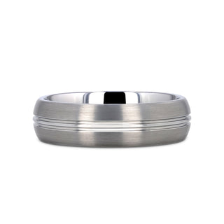 BOSS Tungsten Carbide Ring with Domed Center Groove and Brush Finish - 6mm & 8mm