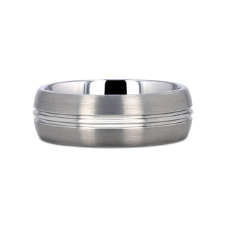 BOSS Tungsten Carbide Ring with Domed Center Groove and Brush Finish - 6mm & 8mm