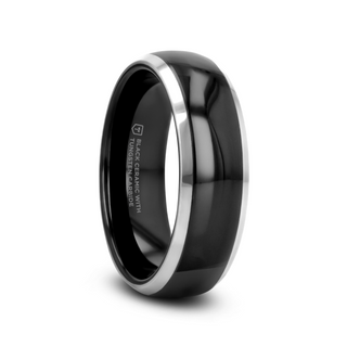 CARRERA Domed Black Ceramic and Tungsten Wedding Band - 6mm - 10mm