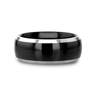 CARRERA Domed Black Ceramic and Tungsten Wedding Band - 6mm - 10mm