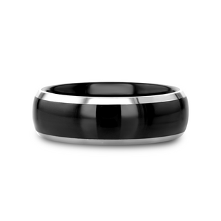 CARRERA Domed Black Ceramic and Tungsten Wedding Band - 6mm - 10mm
