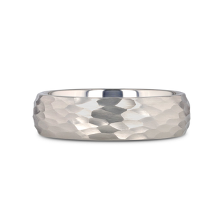 CHANDLER Domed Hammered Finish White Tungsten Ring - 6mm or 8mm