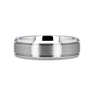 CRONUS Brushed Center with Polished Bevels Tungsten Wedding Band - 6mm & 8mm