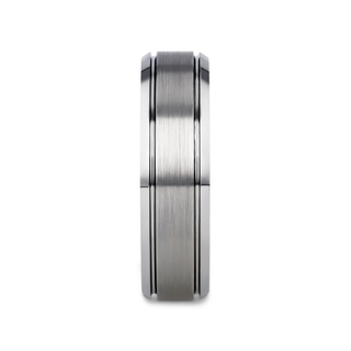 CRONUS Brushed Center with Polished Bevels Tungsten Wedding Band - 6mm & 8mm