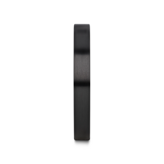DRAKON Flat Pipe Cut Brush Finished Black Ceramic Wedding Band - 2mm - 12mm