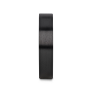DRAKON Flat Pipe Cut Brush Finished Black Ceramic Wedding Band - 2mm - 12mm