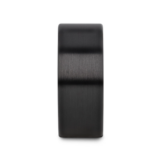DRAKON Flat Pipe Cut Brush Finished Black Ceramic Wedding Band - 2mm - 12mm