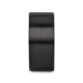 DRAKON Flat Pipe Cut Brush Finished Black Ceramic Wedding Band - 2mm - 12mm