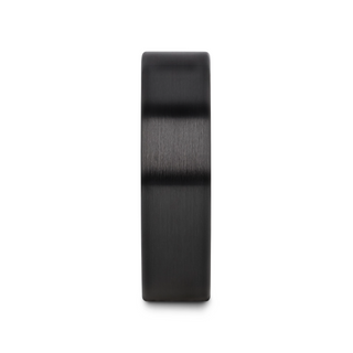 DRAKON Flat Pipe Cut Brush Finished Black Ceramic Wedding Band - 2mm - 12mm