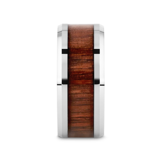 HALIFAX Tungsten Wedding Band with Bevels and Black Walnut Wood Inlay - 4mm - 12mm