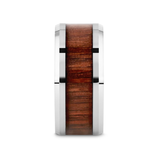 HALIFAX Tungsten Wedding Band with Bevels and Black Walnut Wood Inlay - 4mm - 12mm