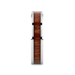 HALIFAX Tungsten Wedding Band with Bevels and Black Walnut Wood Inlay - 4mm - 12mm