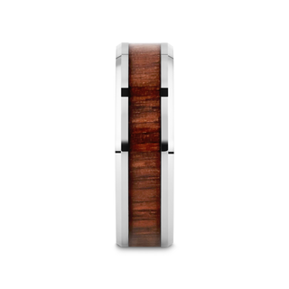 HALIFAX Tungsten Wedding Band with Bevels and Black Walnut Wood Inlay - 4mm - 12mm