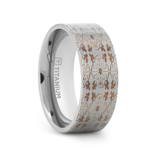 HAVEN Flat Titanium Ring with Engraved Cross Pattern - 8mm