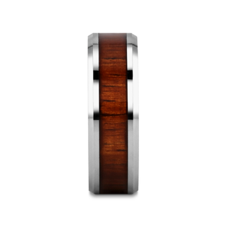 KONA Koa Wood Inlaid Tungsten Carbide Ring with Bevels - 4mm - 12mm