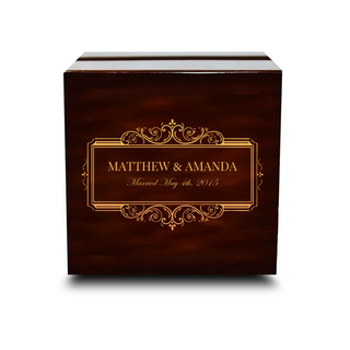 Custom Engraved Light up Engraved Chocolate Dark Wood Personalized Wooden Wedding Ring Box