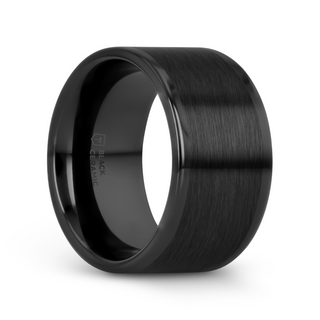 OCTAVIUS Flat Black Ceramic Ring with Brushed Center & Polished Edges - 4mm - 12mm