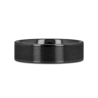 OCTAVIUS Flat Black Ceramic Ring with Brushed Center & Polished Edges - 4mm - 12mm