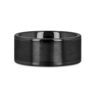OCTAVIUS Flat Black Ceramic Ring with Brushed Center & Polished Edges - 4mm - 12mm