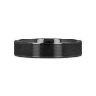 OCTAVIUS Flat Black Ceramic Ring with Brushed Center & Polished Edges - 4mm - 12mm
