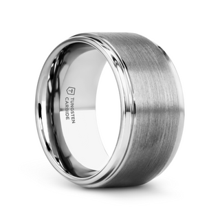 OPTIMUS Raised Center with Brush Finish Tungsten Ring - 4mm - 12mm