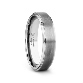 OPTIMUS Raised Center with Brush Finish Tungsten Ring - 4mm - 12mm